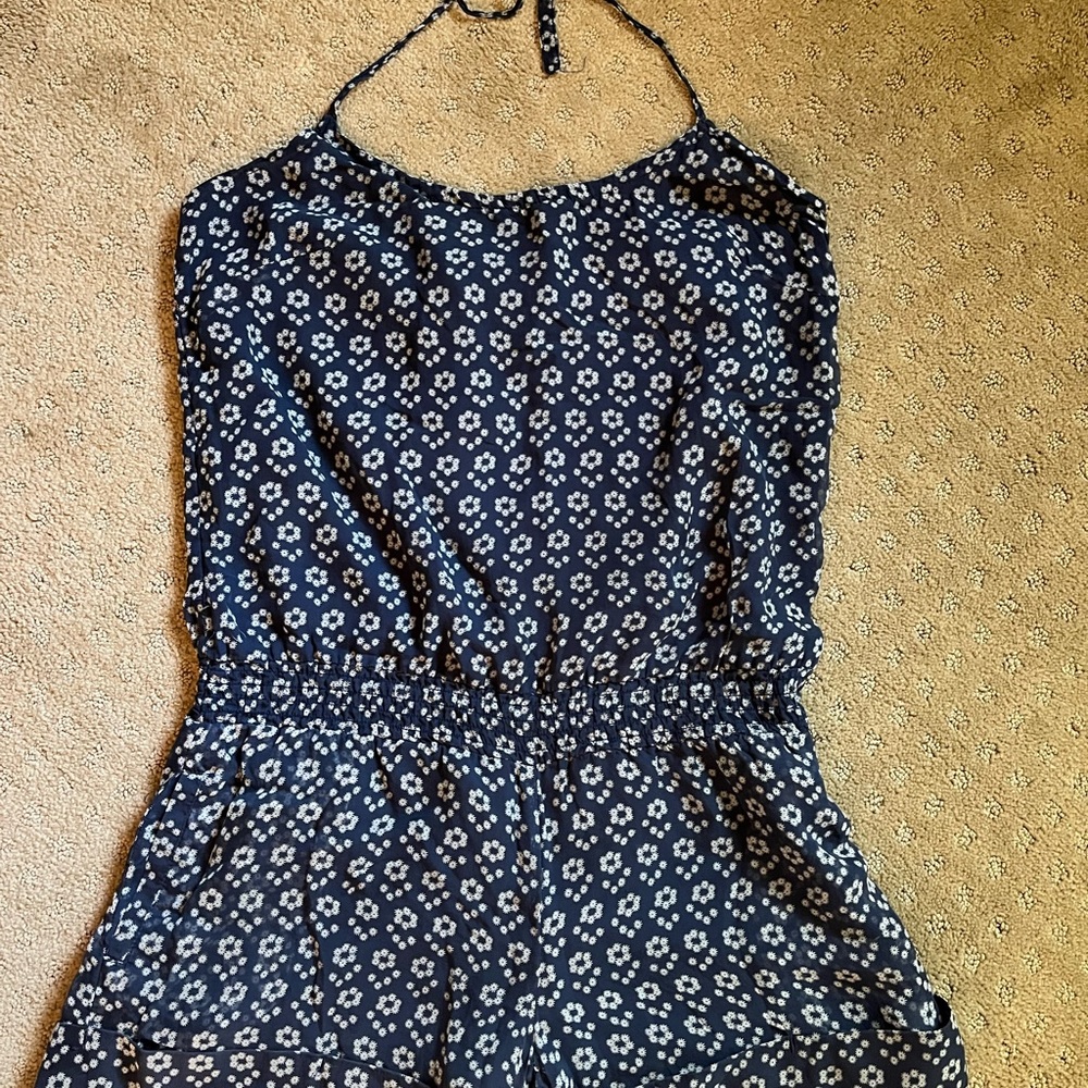 Da Nana 100% silk romper with tie neck